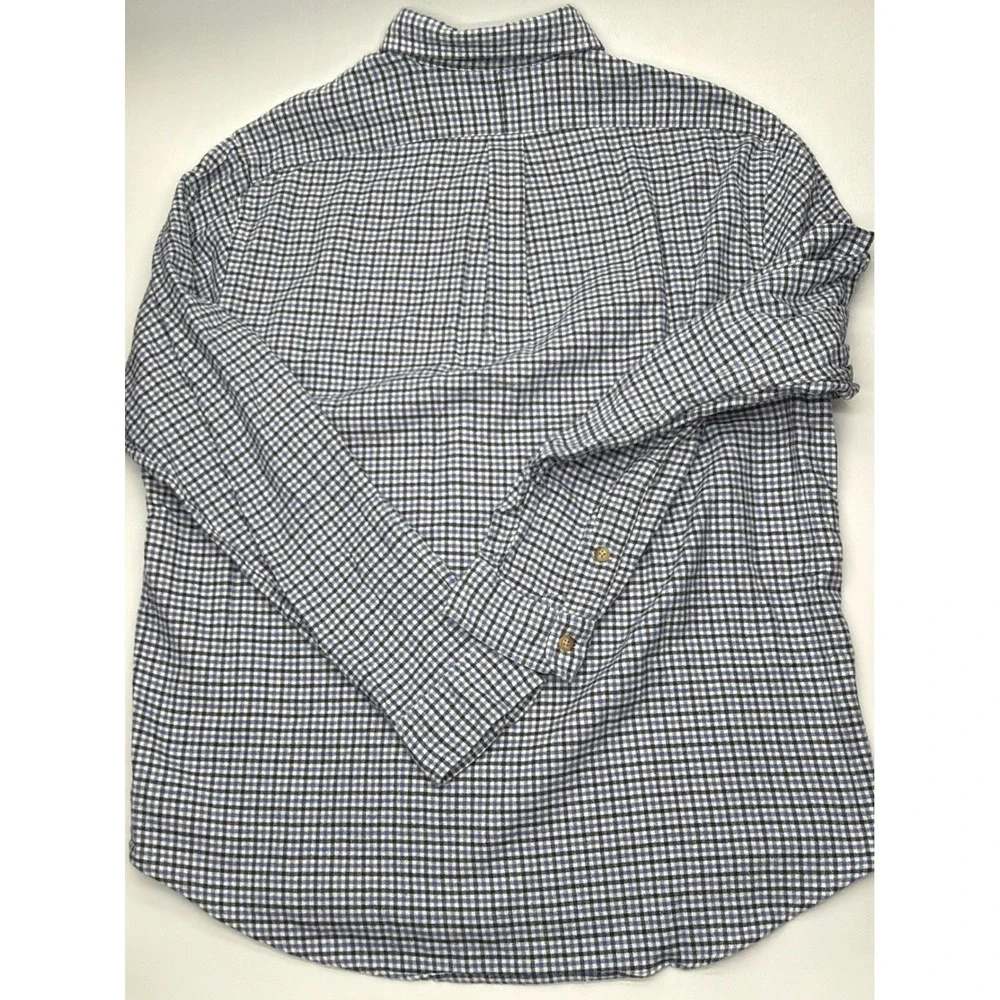 Polo Ralph Lauren Mens XL Blue Micro Check Cotton‎ Button Down Shirt Long Sleeve